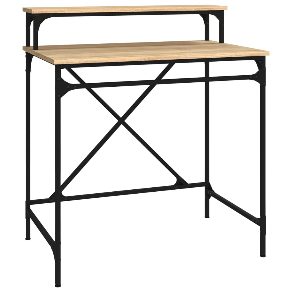 Bureau chêne sonoma 80x50x90 cm bois d'ingénierie et fer - XIOS