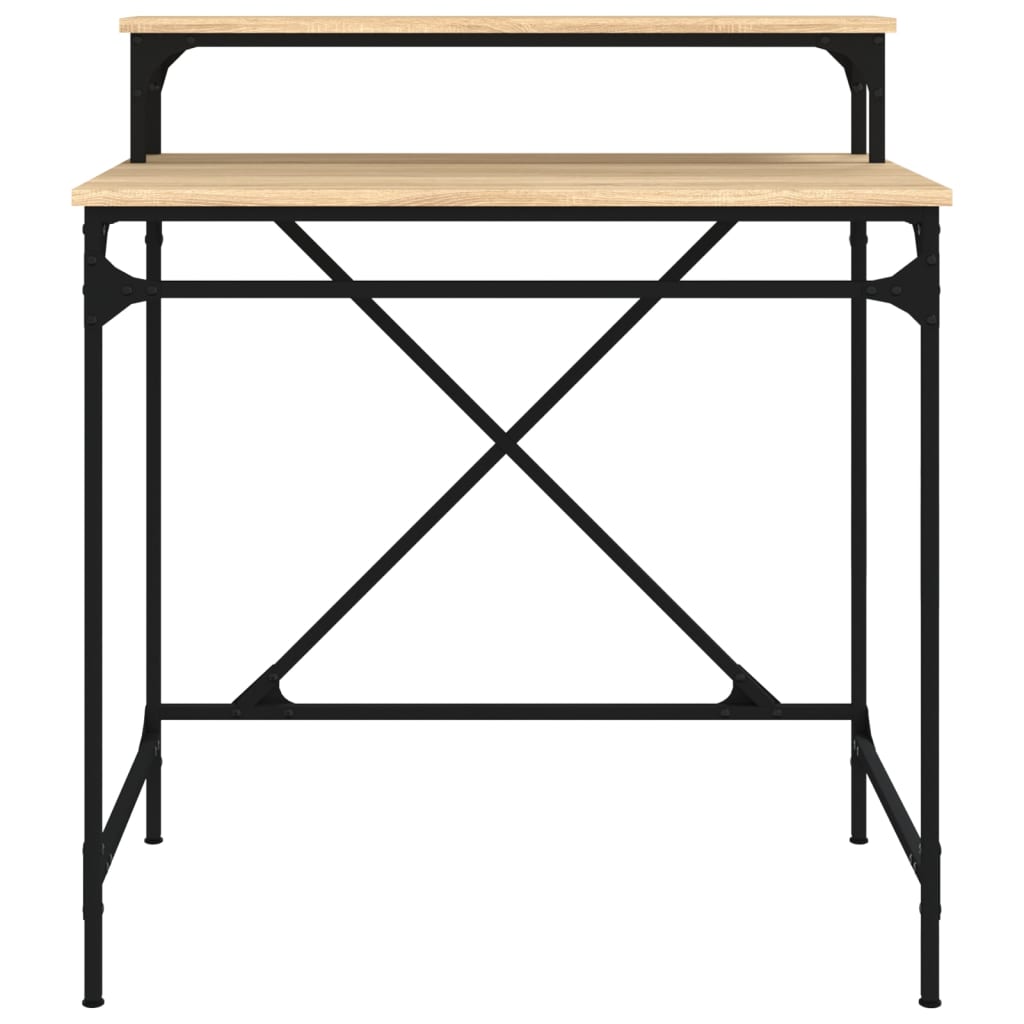 Bureau chêne sonoma 80x50x90 cm bois d'ingénierie et fer - XIOS
