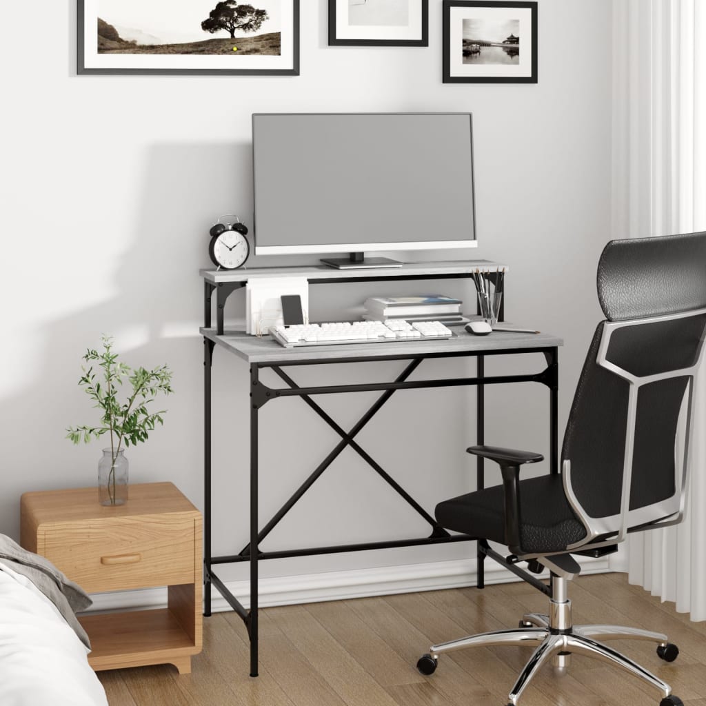 Bureau sonoma gris 80x50x90 cm bois d'ingénierie et fer - XIOS