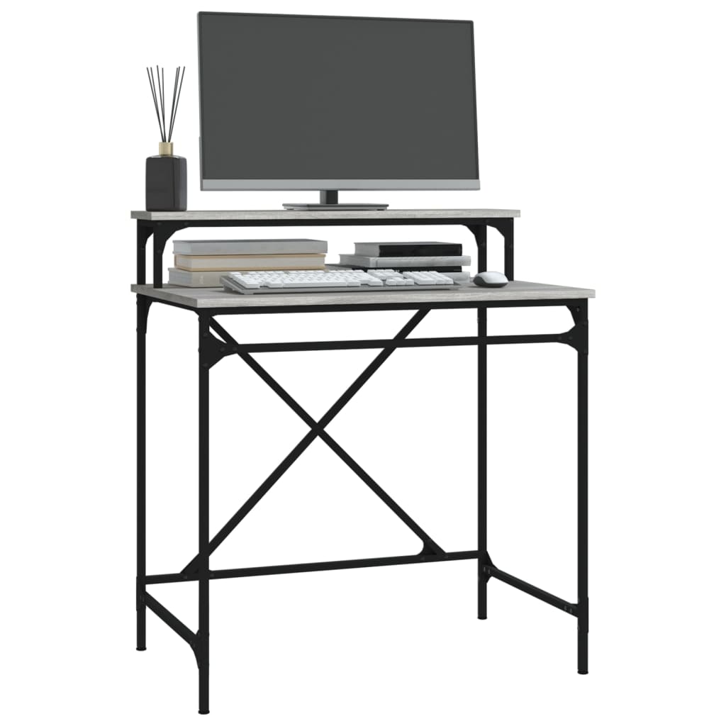 Bureau sonoma gris 80x50x90 cm bois d'ingénierie et fer - XIOS