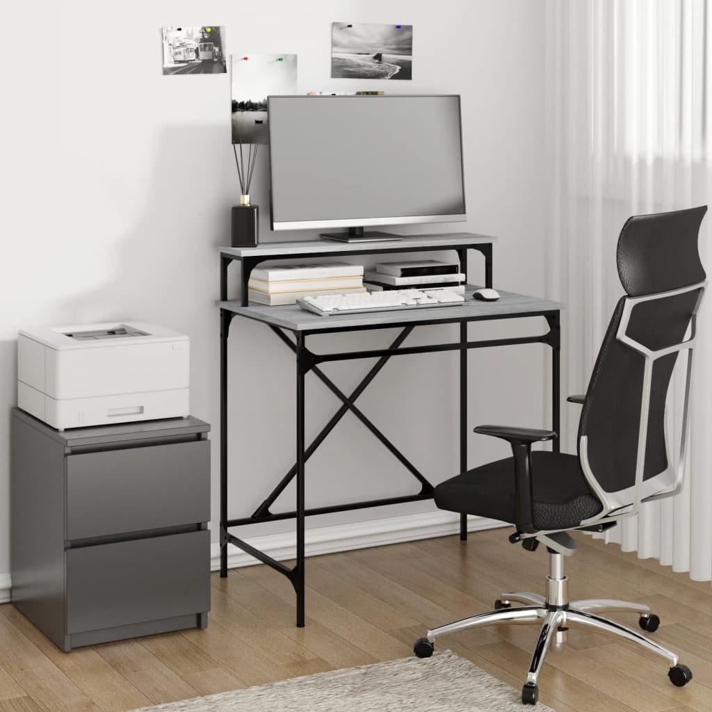 Bureau sonoma gris 80x50x90 cm bois d'ingénierie et fer - XIOS