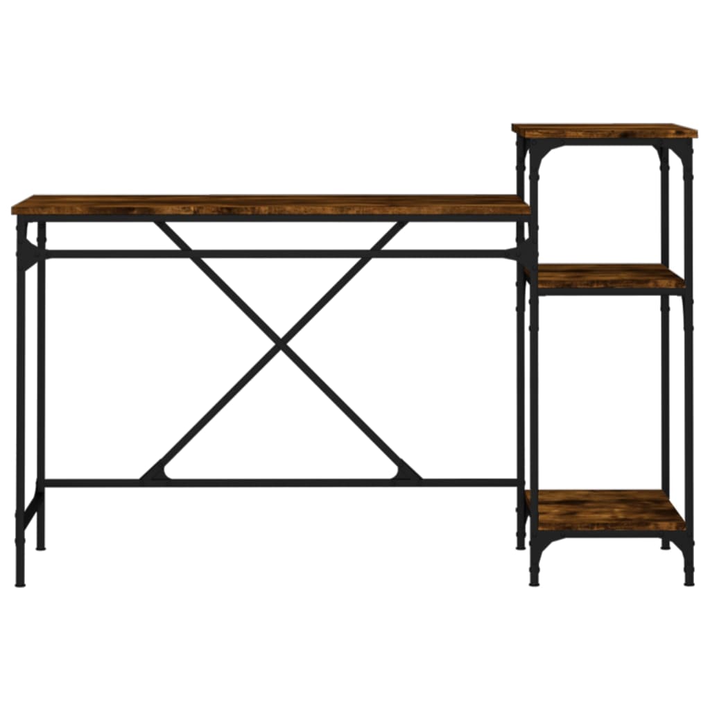 Bureau et étagères chêne fumé 135x50x90cm bois d'ingénierie/fer - XIOS