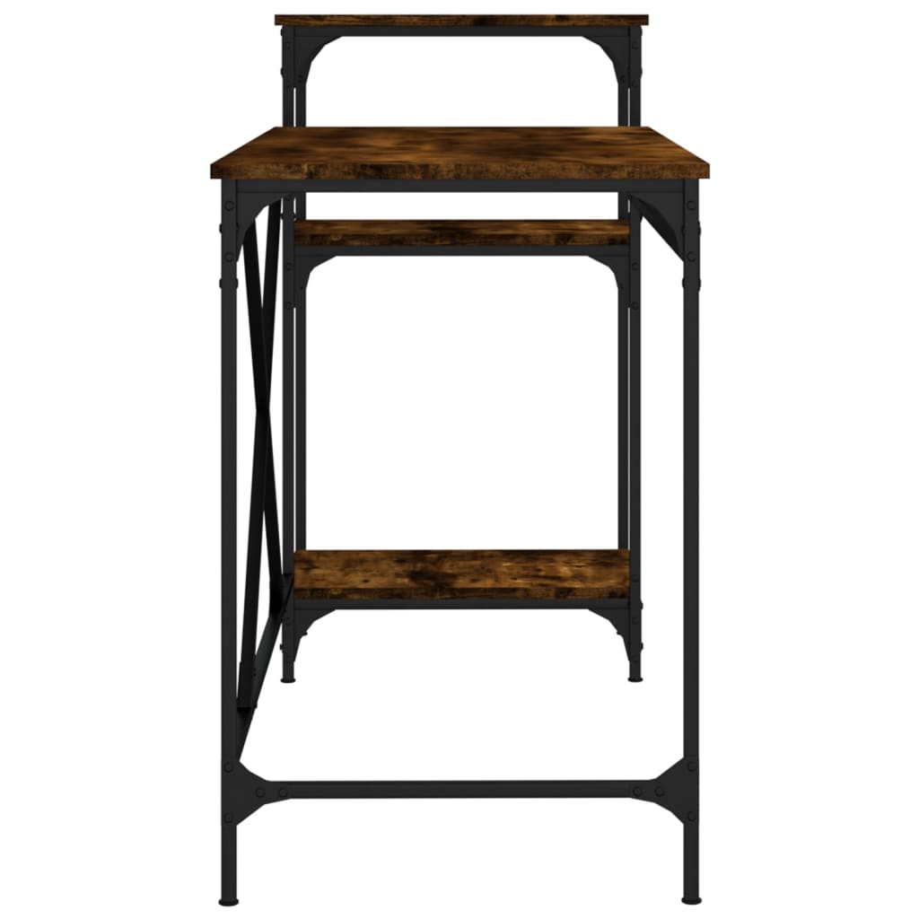Bureau et étagères chêne fumé 135x50x90cm bois d'ingénierie/fer - XIOS