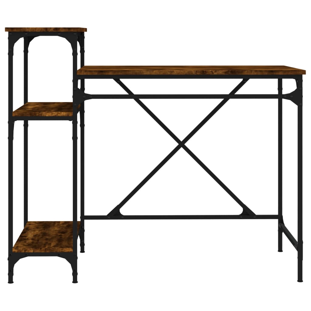 Bureau avec étagères chêne 105x50x90 cmbois d'ingénierie et fer - XIOS