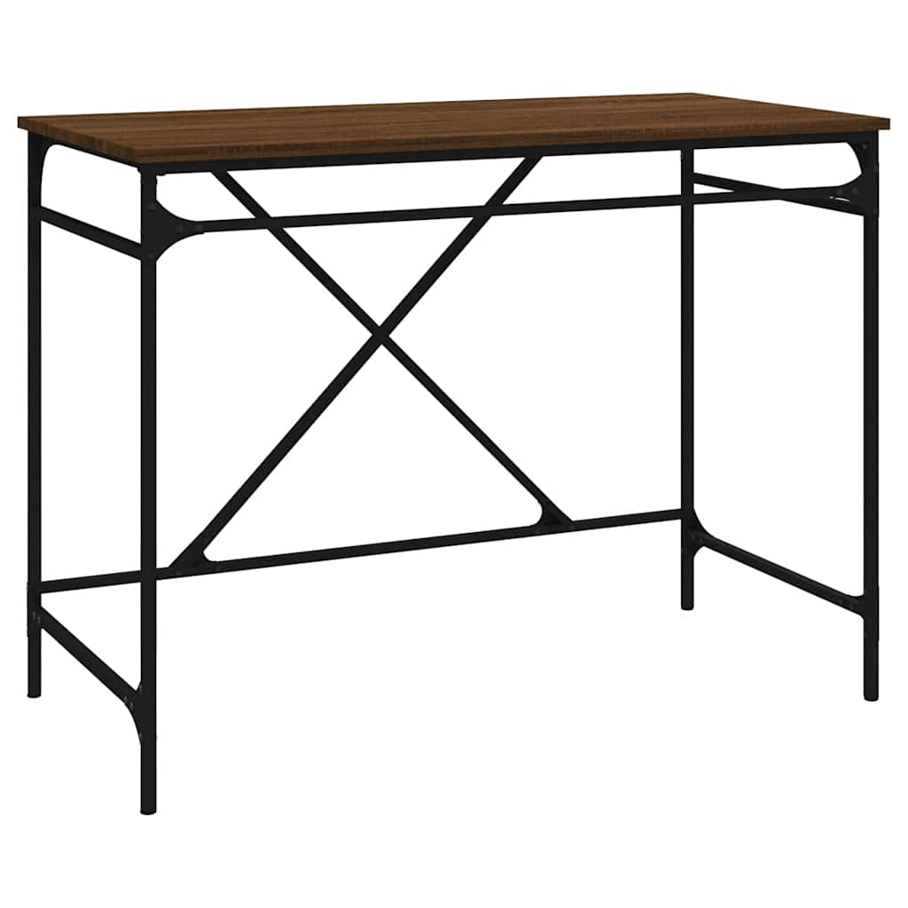 Bureau chêne marron 100x50x75 cm bois d'ingénierie et fer - XIOS