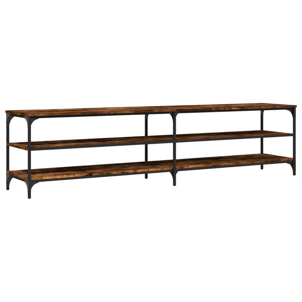 Meuble TV chêne fumé 200x30x50 cm bois d'ingénierie et métal - XIOS