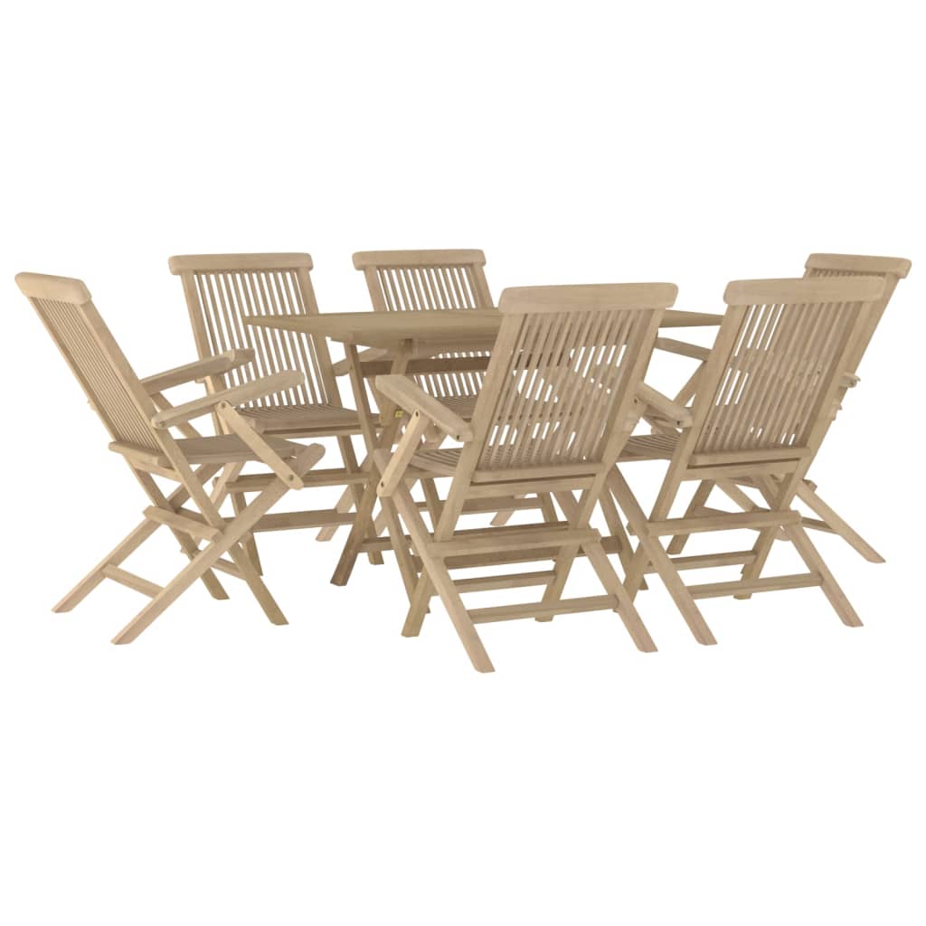Salon de jardin 7 pcs gris bois de teck solide - XIOS