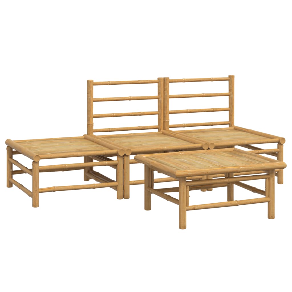 Salon de jardin 4 pcs avec coussins gris clair bambou