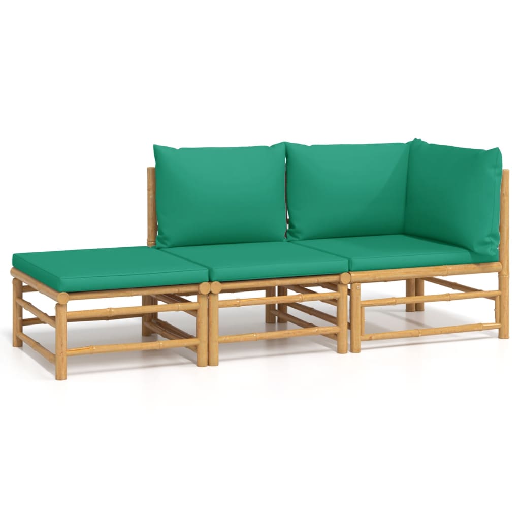 Salon de jardin 3 pcs avec coussins vert bambou - XIOS