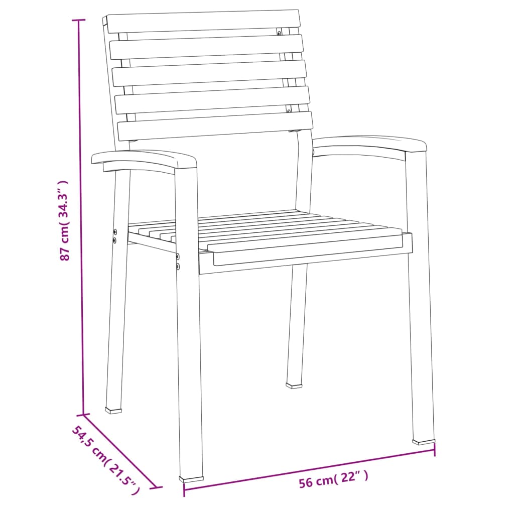 Ensemble à manger de jardin 5 pcs bois d'acacia massif et métal