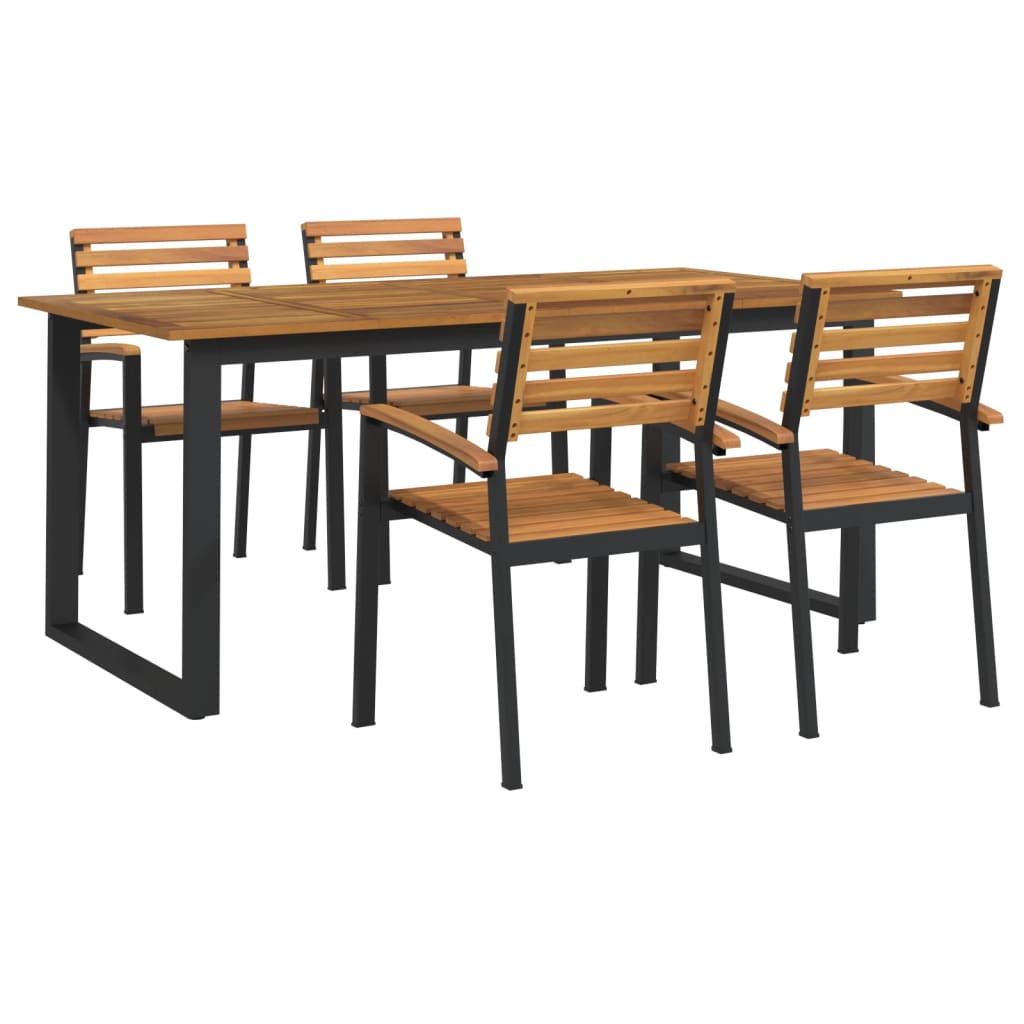 Ensemble à manger de jardin 5 pcs bois d'acacia massif et métal