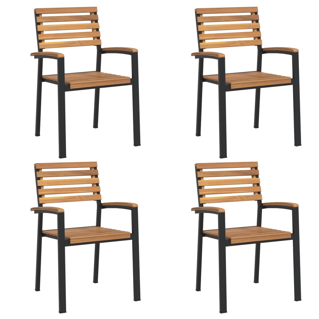 Ensemble à manger de jardin 5 pcs bois d'acacia massif et métal