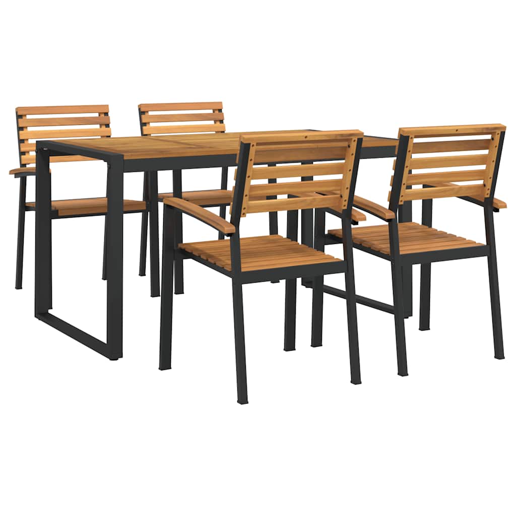 Ensemble à manger de jardin 5 pcs bois d'acacia massif et métal