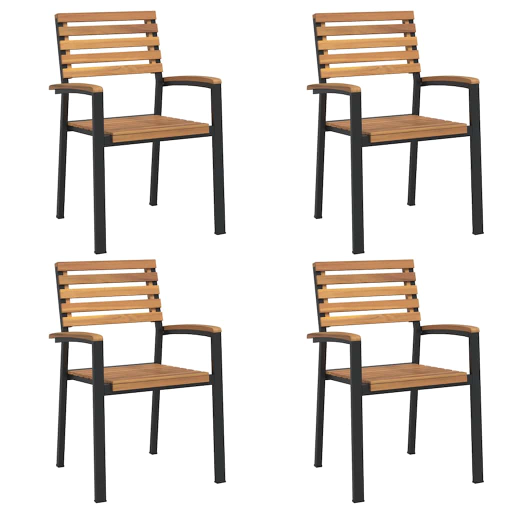 Ensemble à manger de jardin 5 pcs bois d'acacia massif et métal