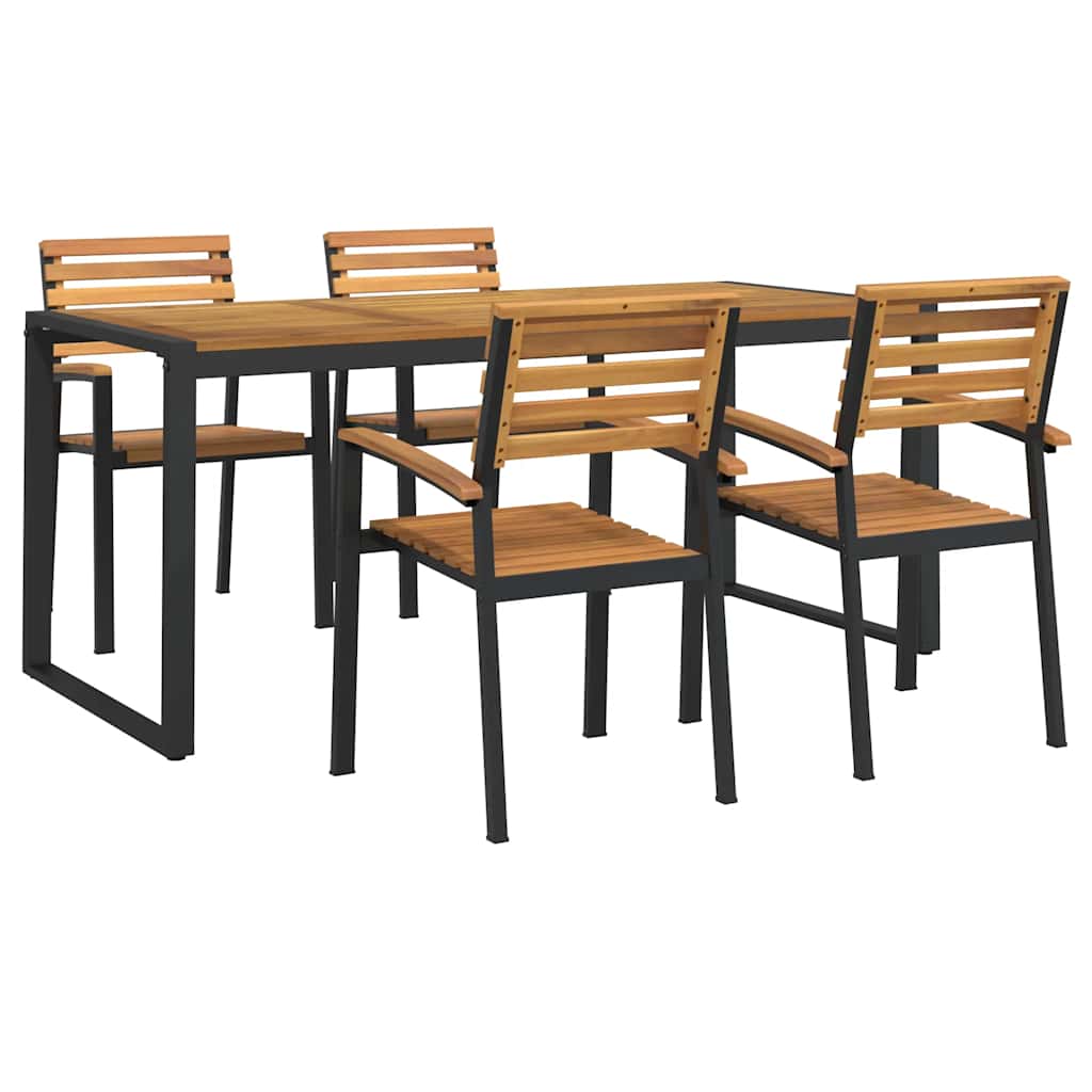 Ensemble à manger de jardin 5 pcs bois d'acacia massif et métal