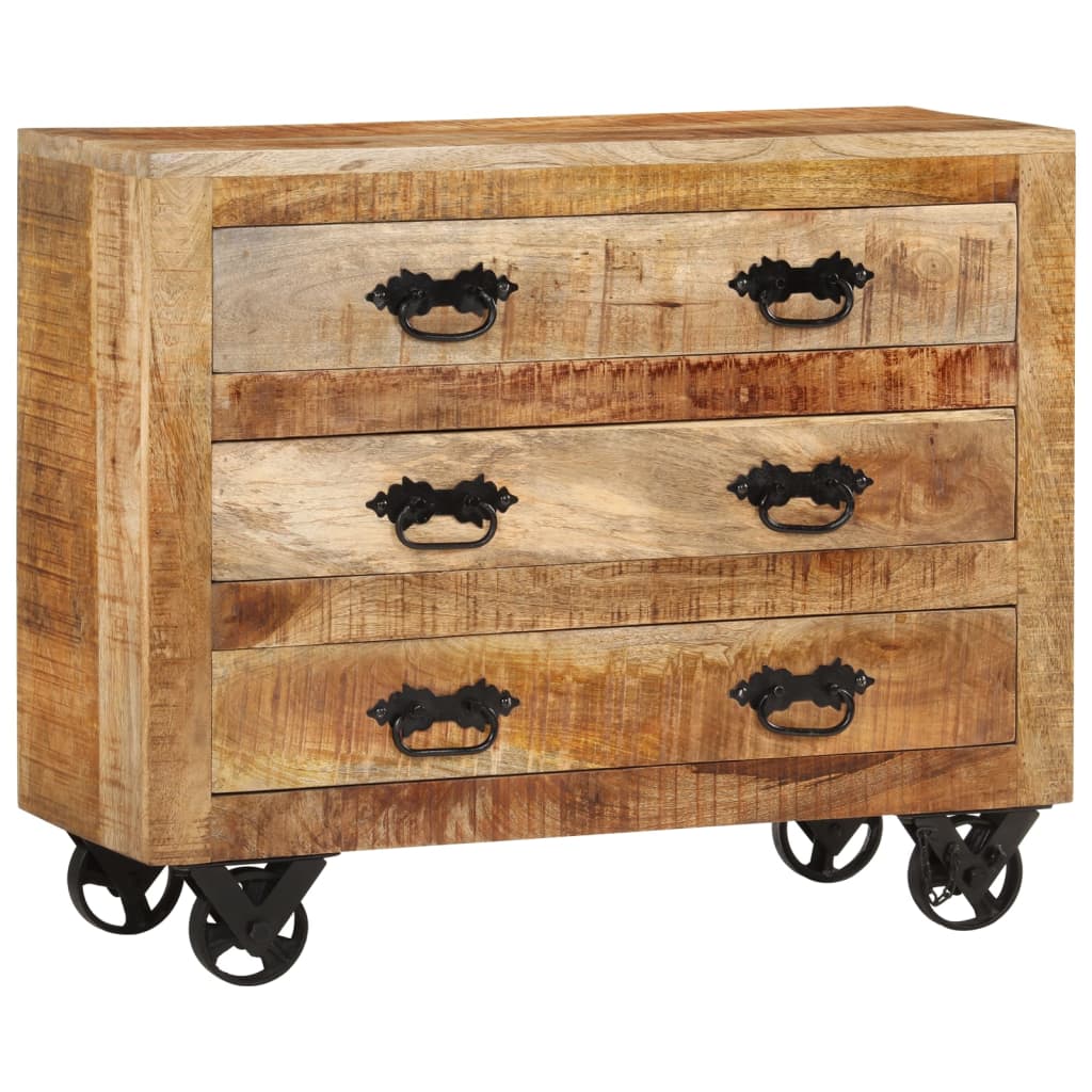 Buffet avec 3 tiroirs 80x30x65 cm bois de manguier brut massif - XIOS