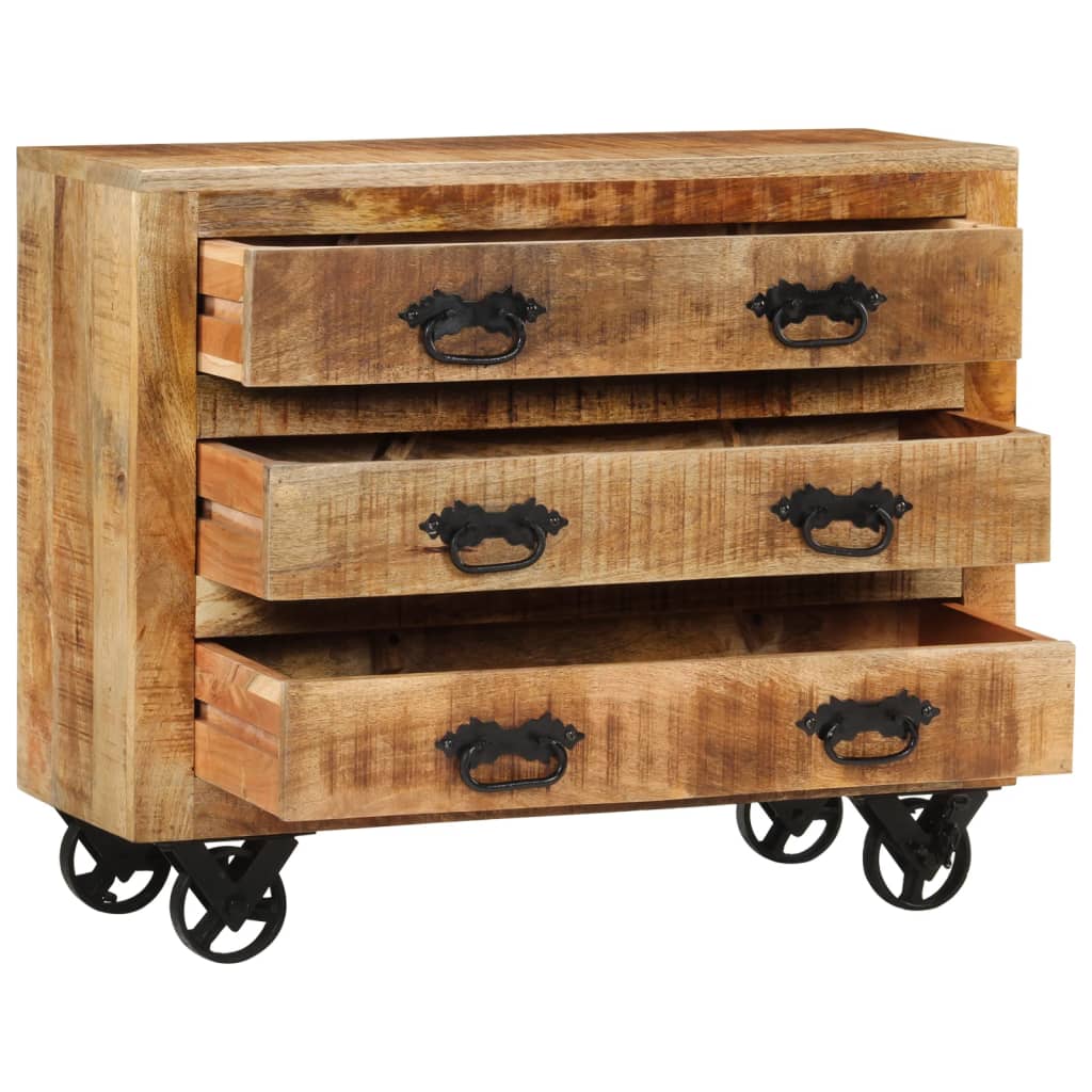 Buffet avec 3 tiroirs 80x30x65 cm bois de manguier brut massif - XIOS