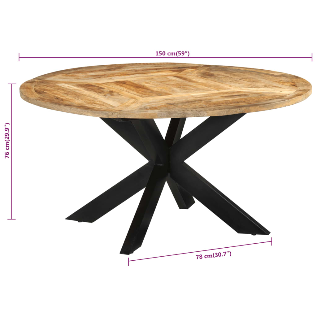 Table à dîner Ø150x76 cm bois de manguier massif brut - XIOS