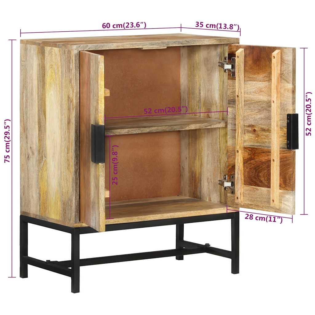 Buffet 60x35x75 cm bois massif de manguier