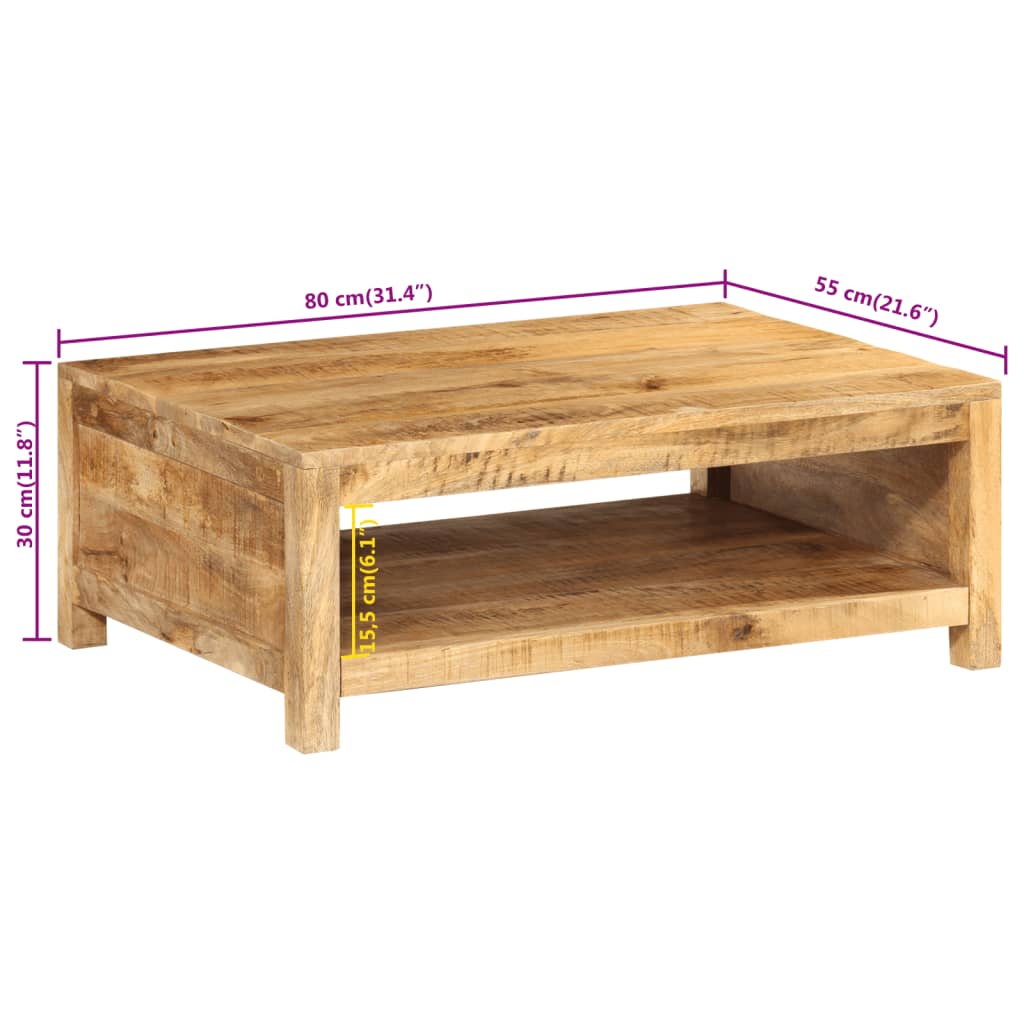 Table basse 80x55x30 cm bois de manguier massif - XIOS