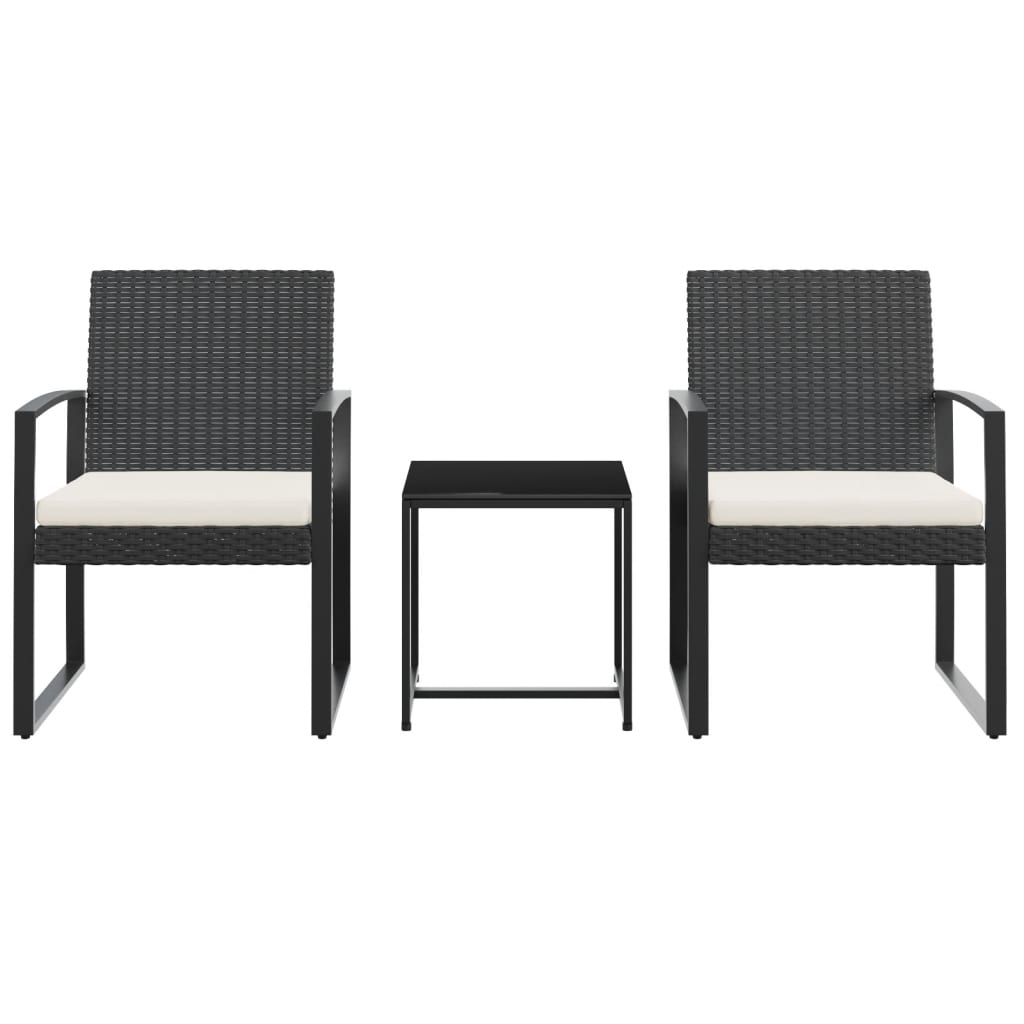 Ensemble à manger de jardin avec coussins 3 pcs noir rotin PP - XIOS