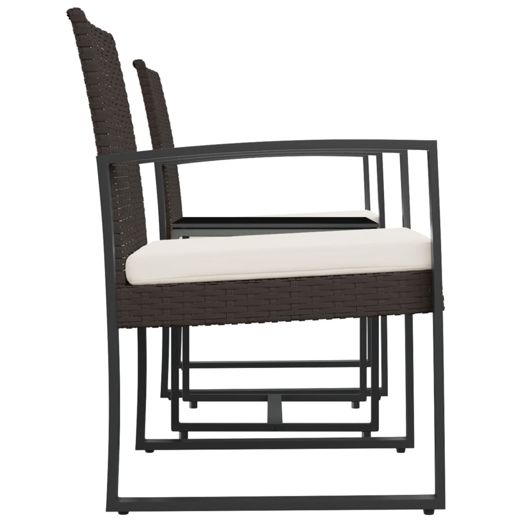Ensemble à manger de jardin avec coussins 3 pcs marron rotin PP - XIOS