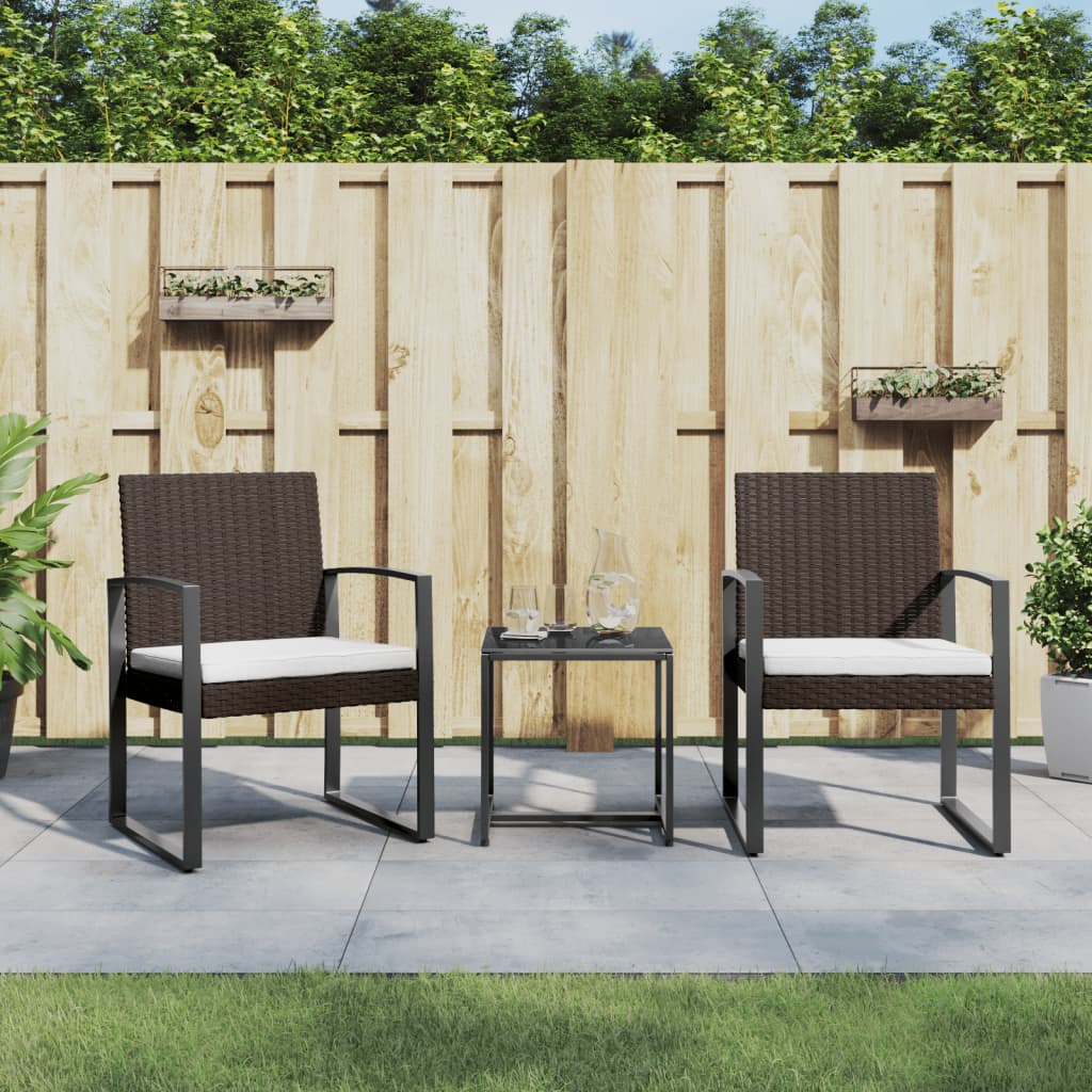 Ensemble à manger de jardin avec coussins 3 pcs marron rotin PP - XIOS