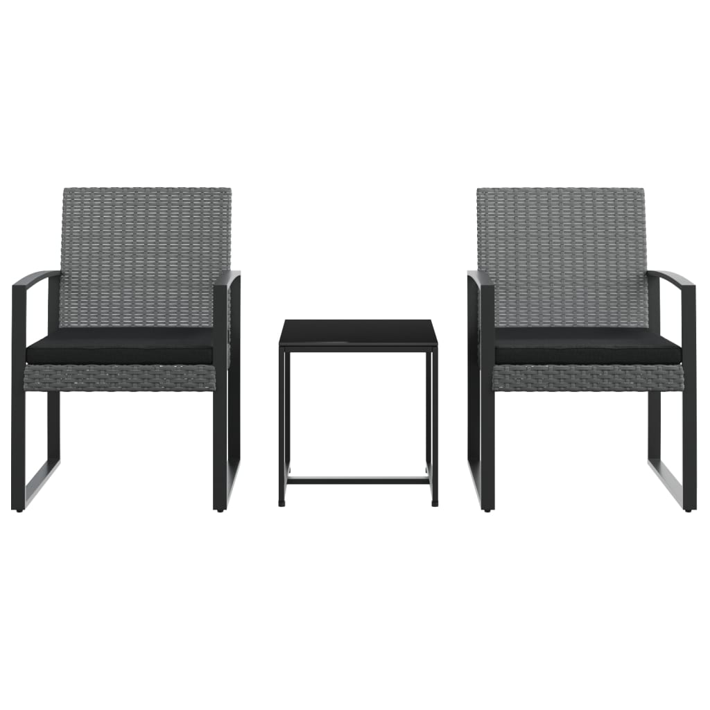 Ensemble à manger de jardin coussins 3 pcs gris foncé rotin PP - XIOS