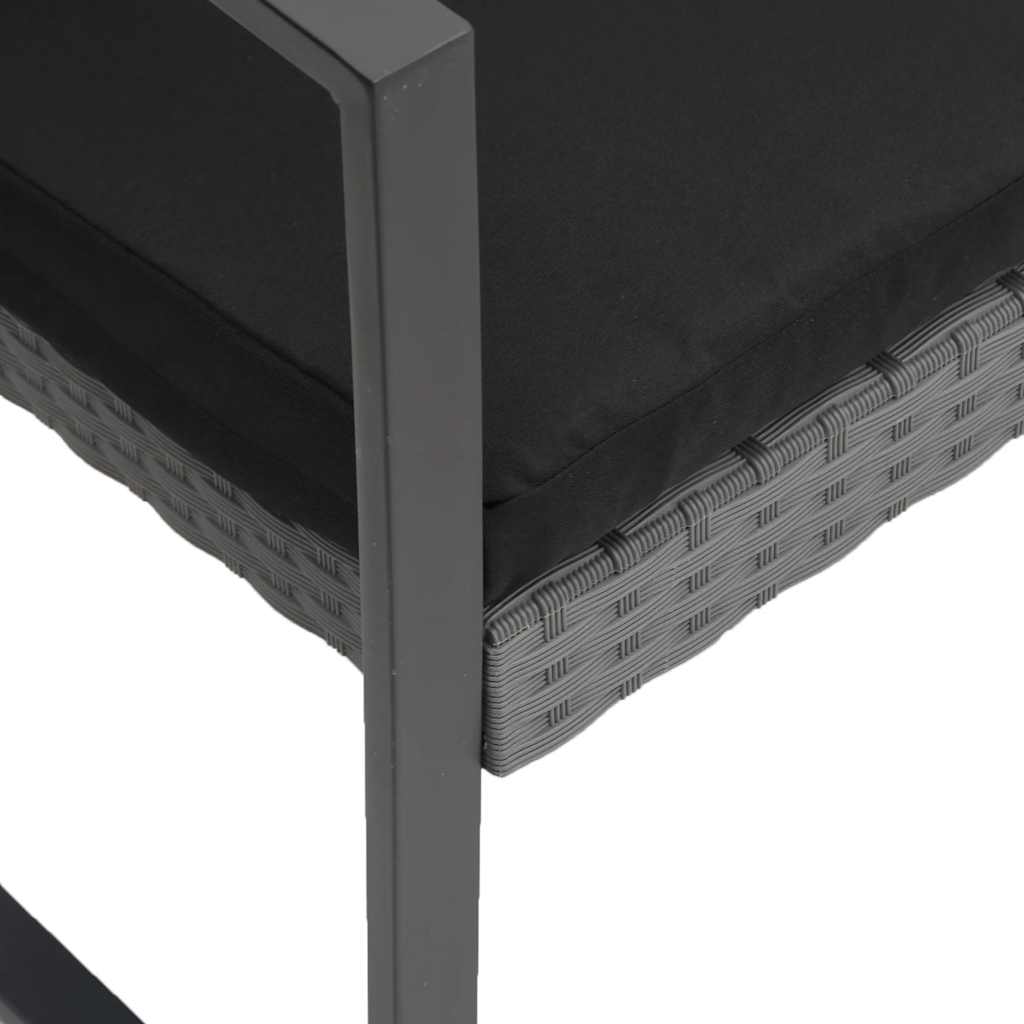 Ensemble à manger de jardin coussins 3 pcs gris foncé rotin PP - XIOS