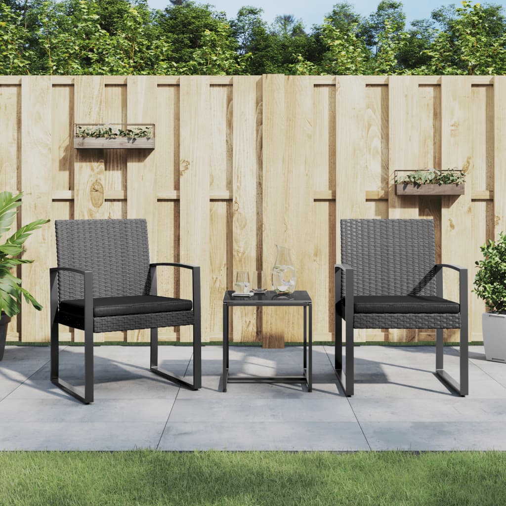 Ensemble à manger de jardin coussins 3 pcs gris foncé rotin PP - XIOS