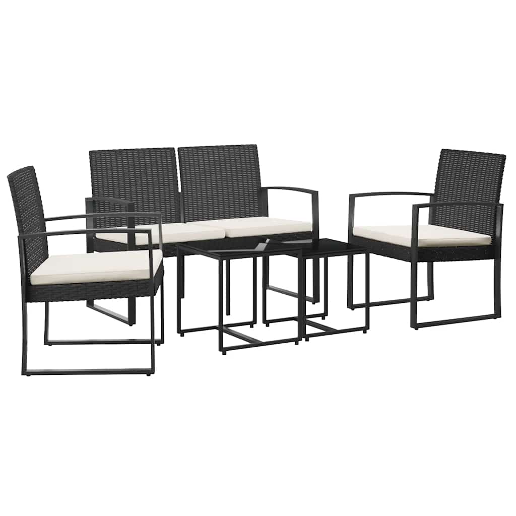 Ensemble à manger de jardin avec coussins 5 pcs noir rotin PP - XIOS
