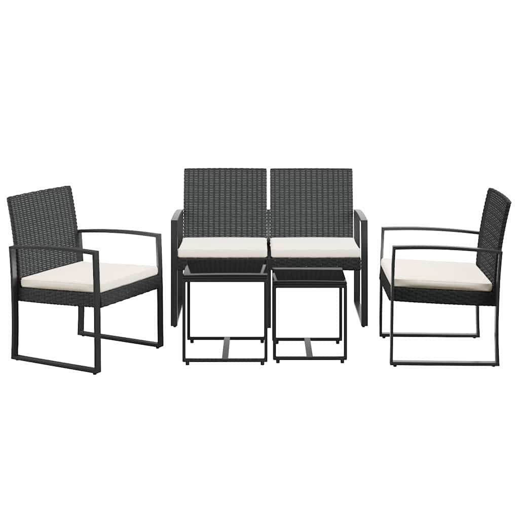 Ensemble à manger de jardin avec coussins 5 pcs noir rotin PP - XIOS