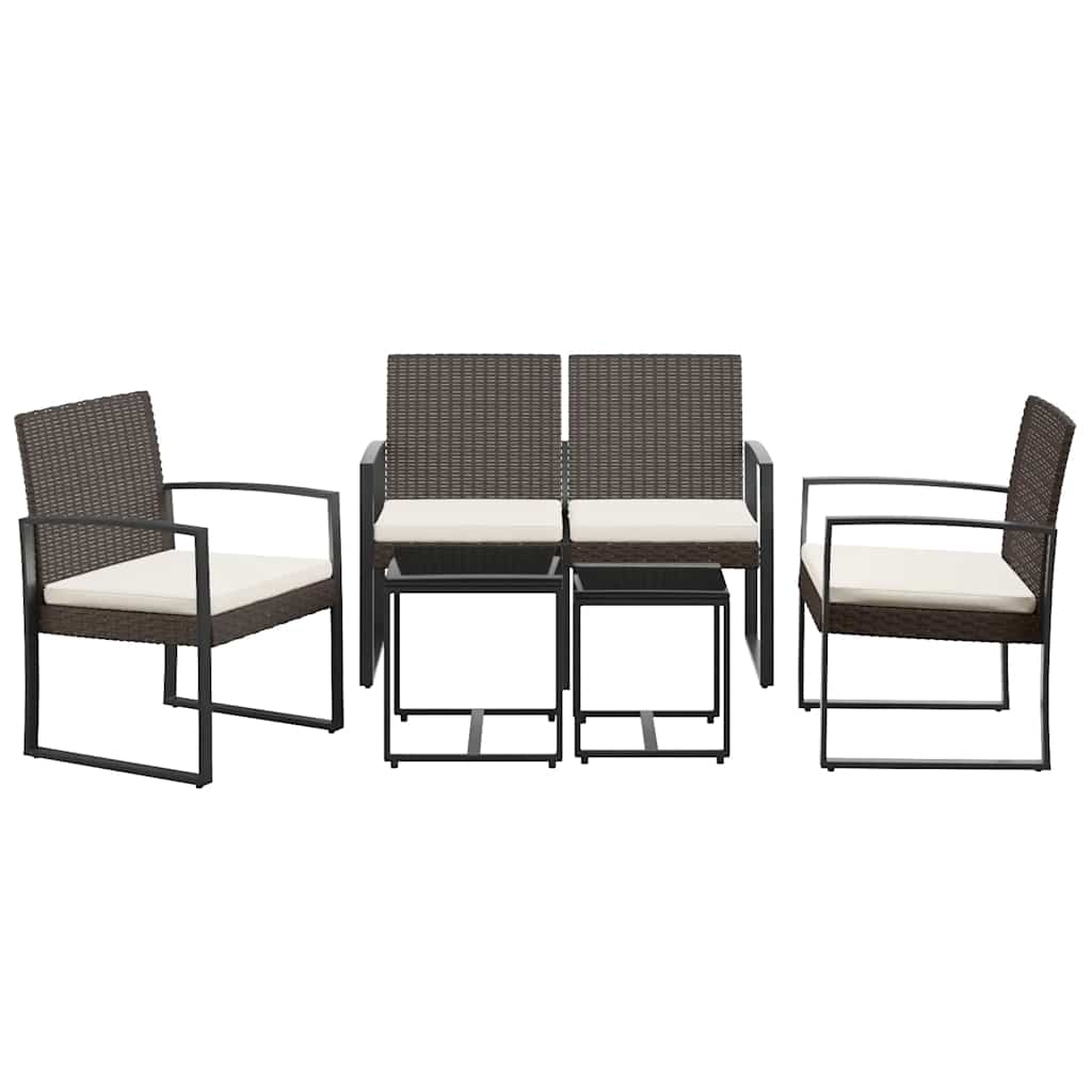 Ensemble à manger de jardin 5 pcs et coussins marron rotin PP - XIOS