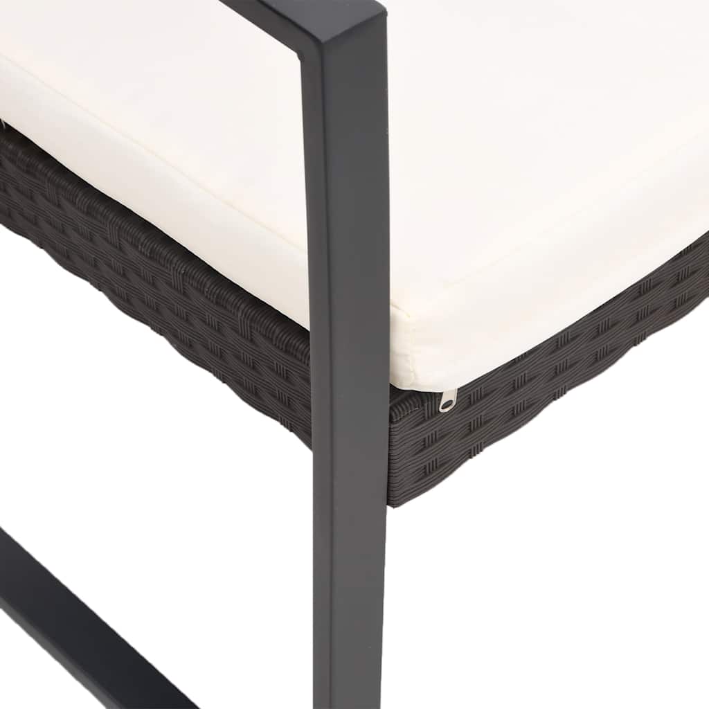 Ensemble à manger de jardin 5 pcs et coussins marron rotin PP - XIOS