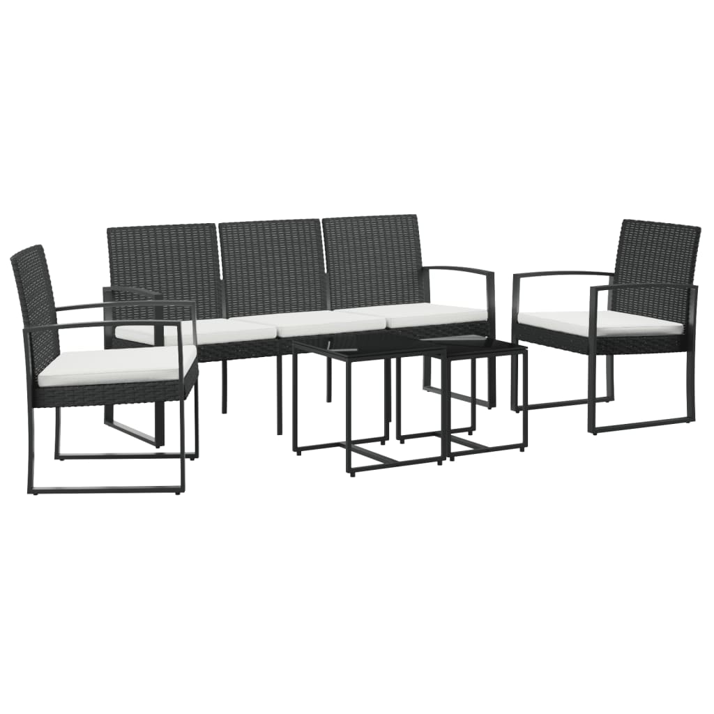 Ensemble à manger de jardin avec coussins 5 pcs noir rotin PP - XIOS