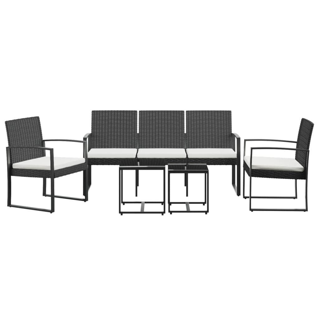 Ensemble à manger de jardin avec coussins 5 pcs noir rotin PP - XIOS