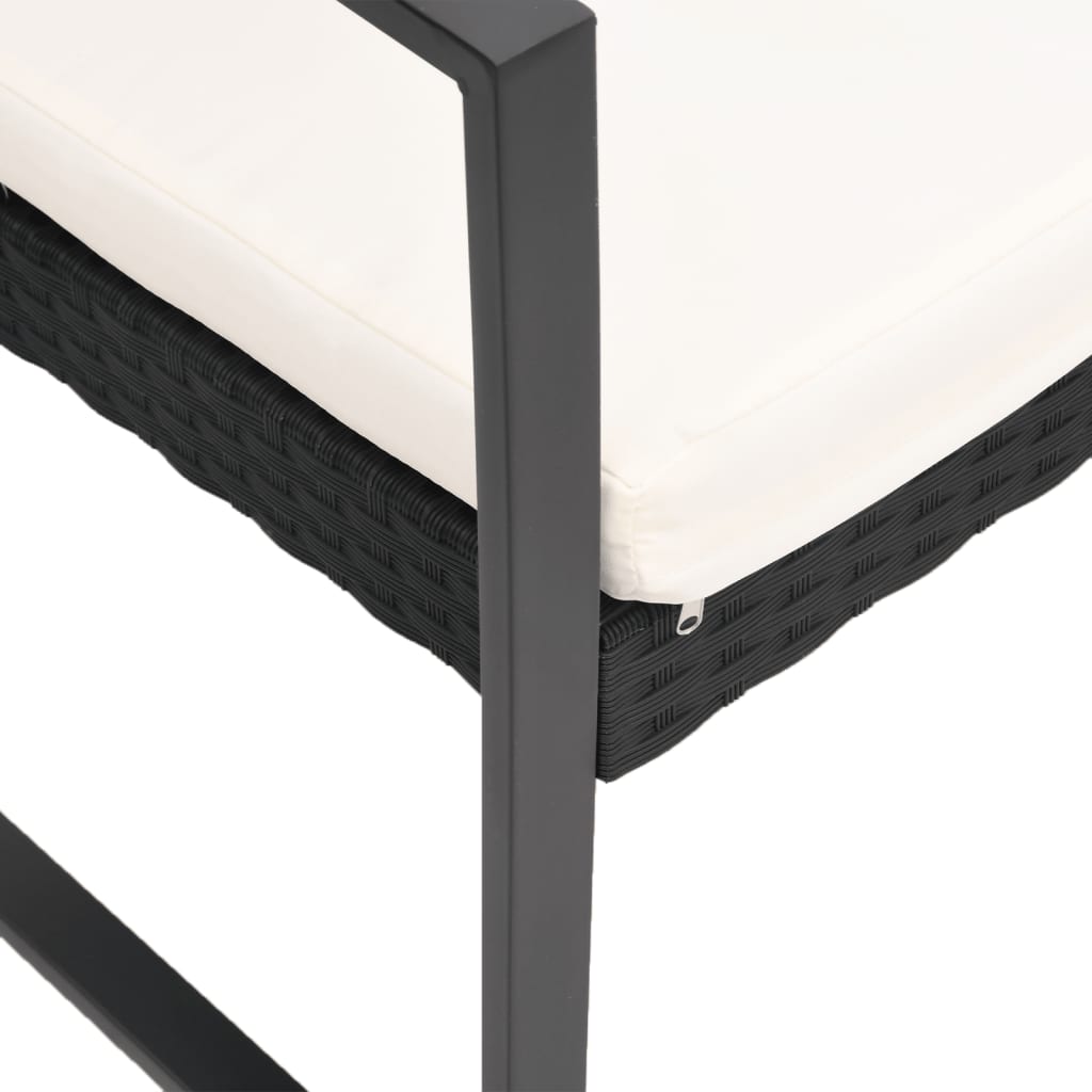 Ensemble à manger de jardin avec coussins 5 pcs noir rotin PP - XIOS