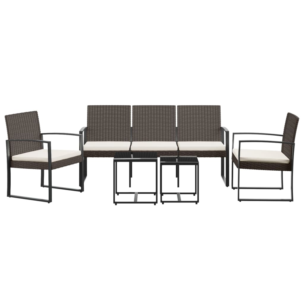 Ensemble à manger de jardin avec coussins 5 pcs marron rotin PP - XIOS