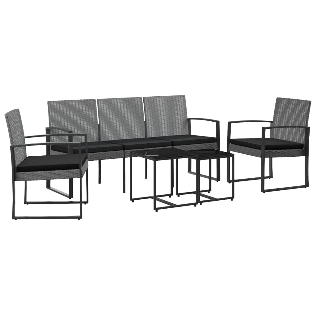 Ensemble à manger de jardin coussins 5 pcs gris foncé rotin PP - XIOS
