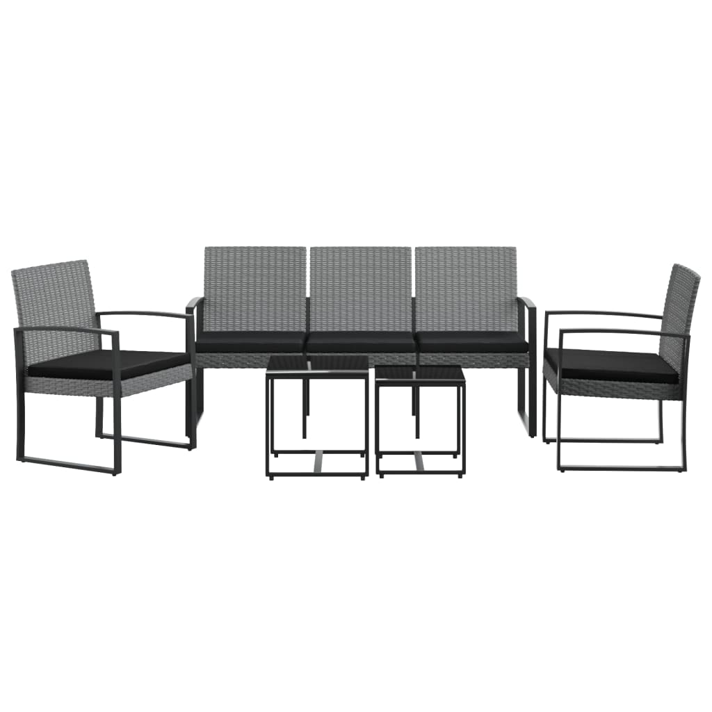 Ensemble à manger de jardin coussins 5 pcs gris foncé rotin PP - XIOS
