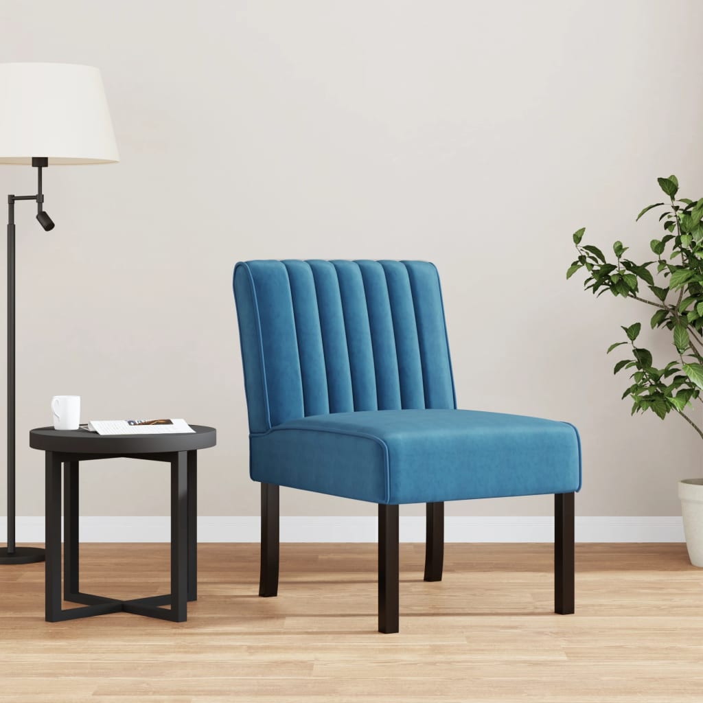 Fauteuil sans accoudoirs bleu velours - XIOS