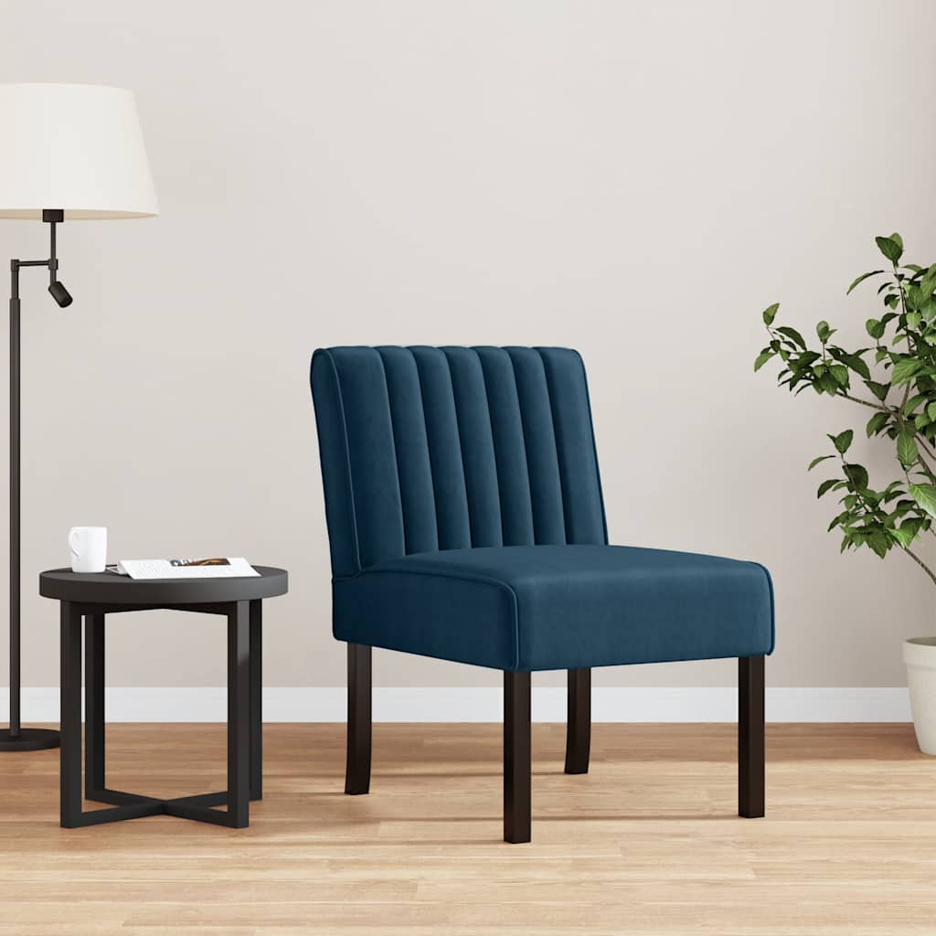 Fauteuil sans accoudoirs bleu velours - XIOS