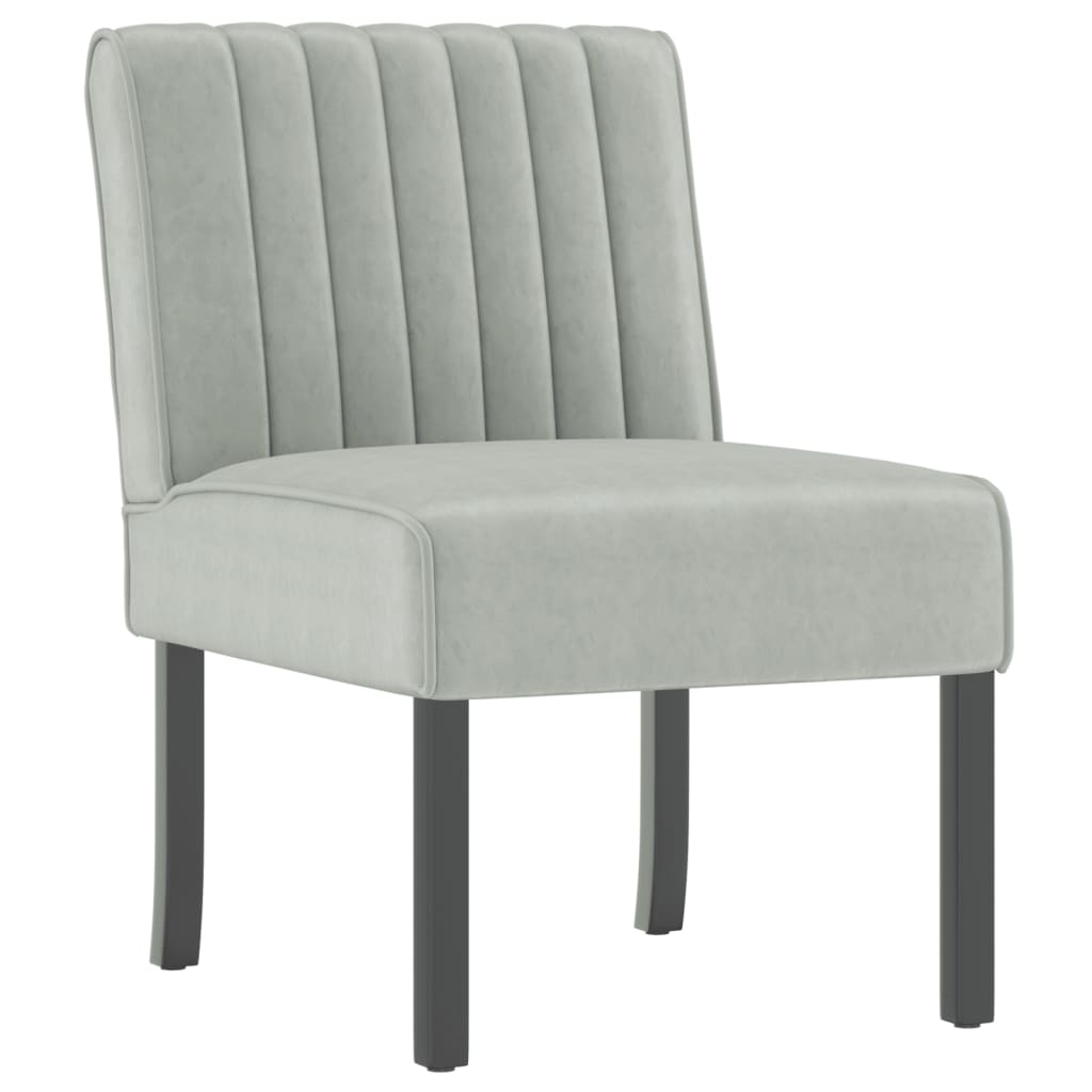 Fauteuil sans accoudoirs gris clair velours - XIOS