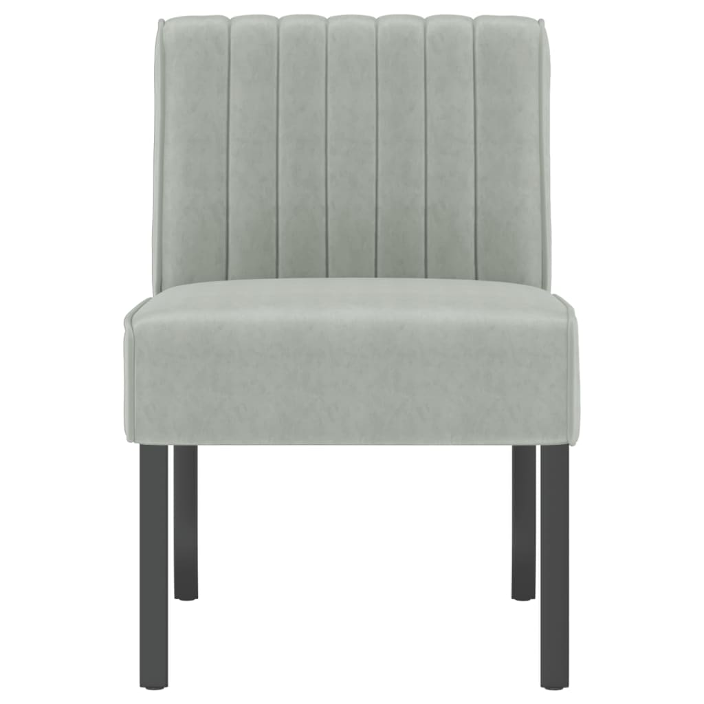 Fauteuil sans accoudoirs gris clair velours - XIOS