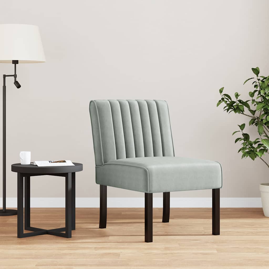 Fauteuil sans accoudoirs gris clair velours - XIOS