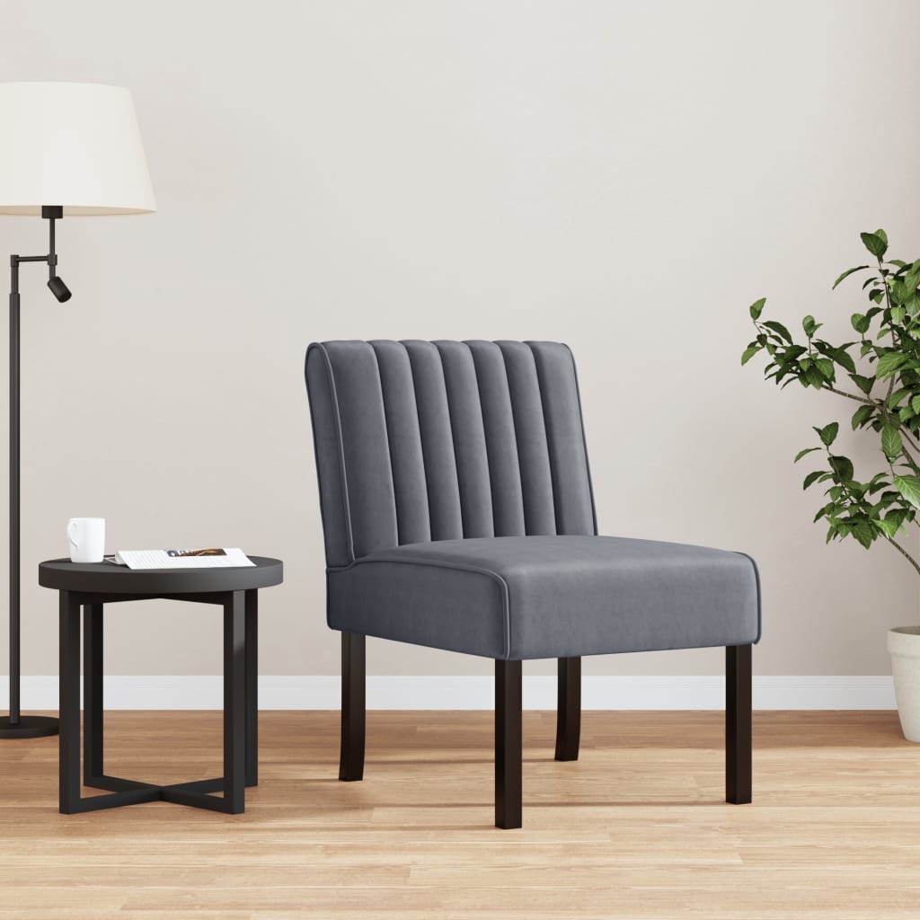 Fauteuil sans accoudoirs gris foncé velours - XIOS