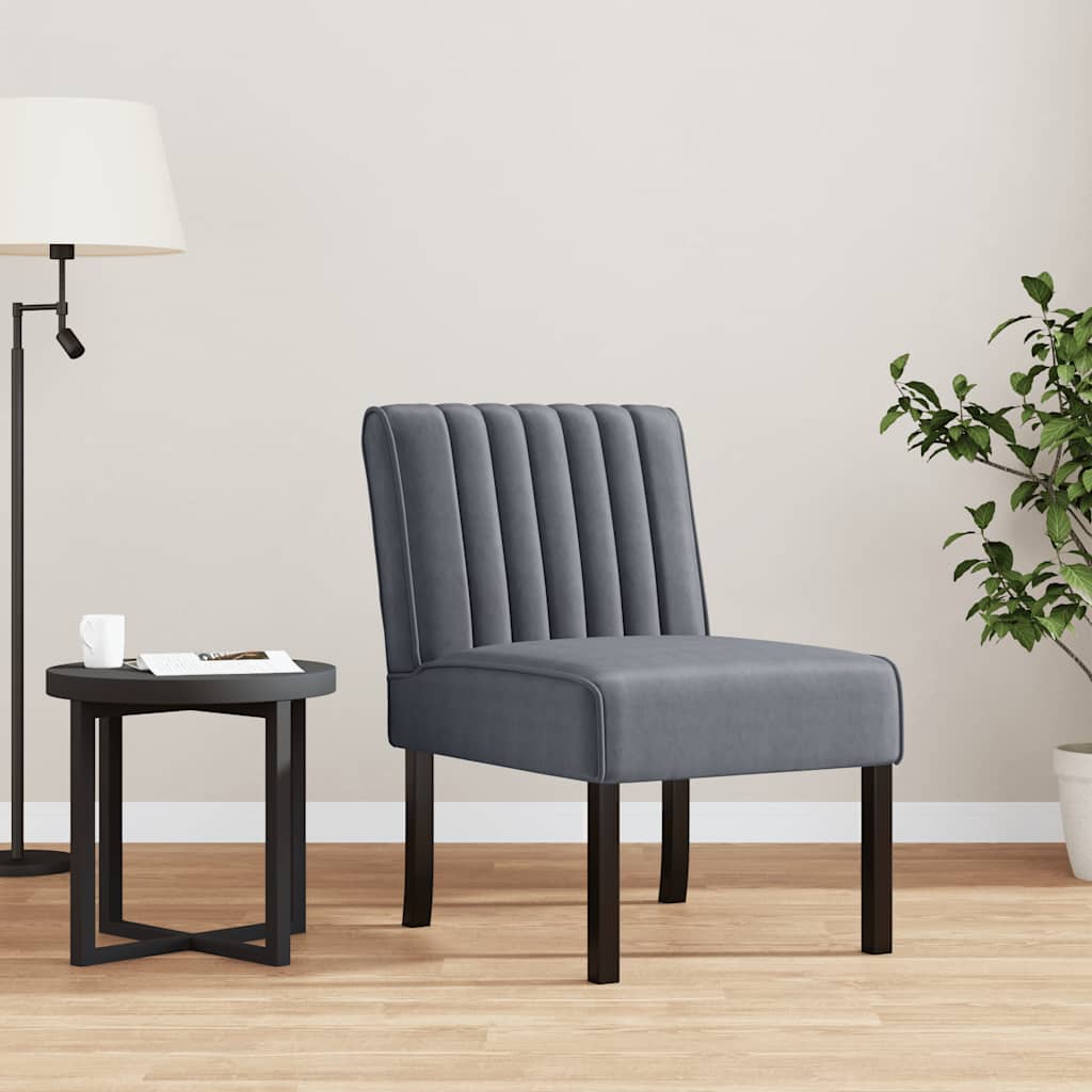 Fauteuil sans accoudoirs gris foncé velours - XIOS