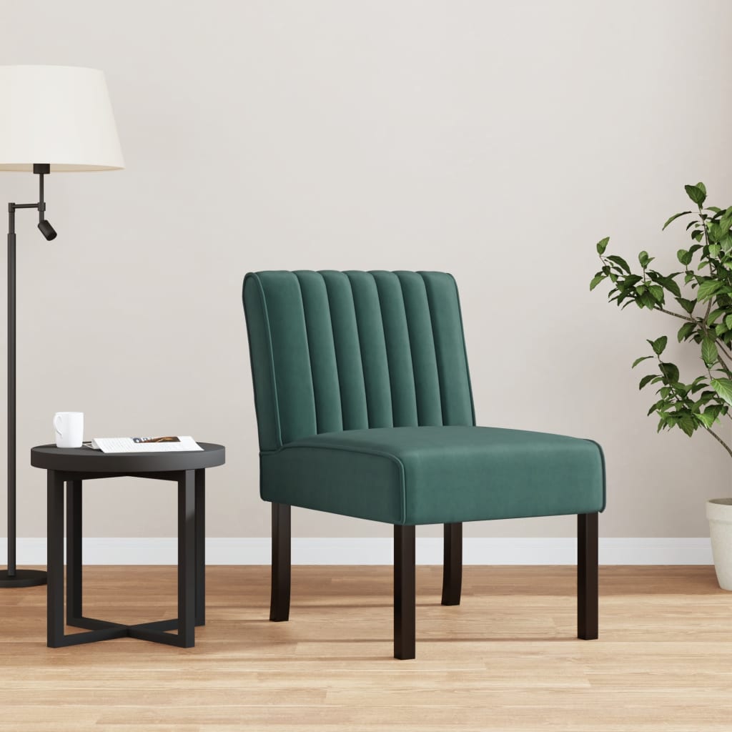 Fauteuil sans accoudoirs vert foncé velours - XIOS