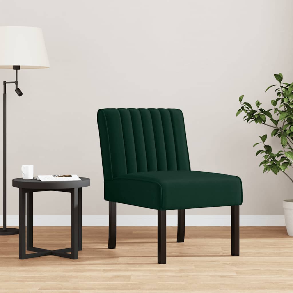 Fauteuil sans accoudoirs vert foncé velours - XIOS