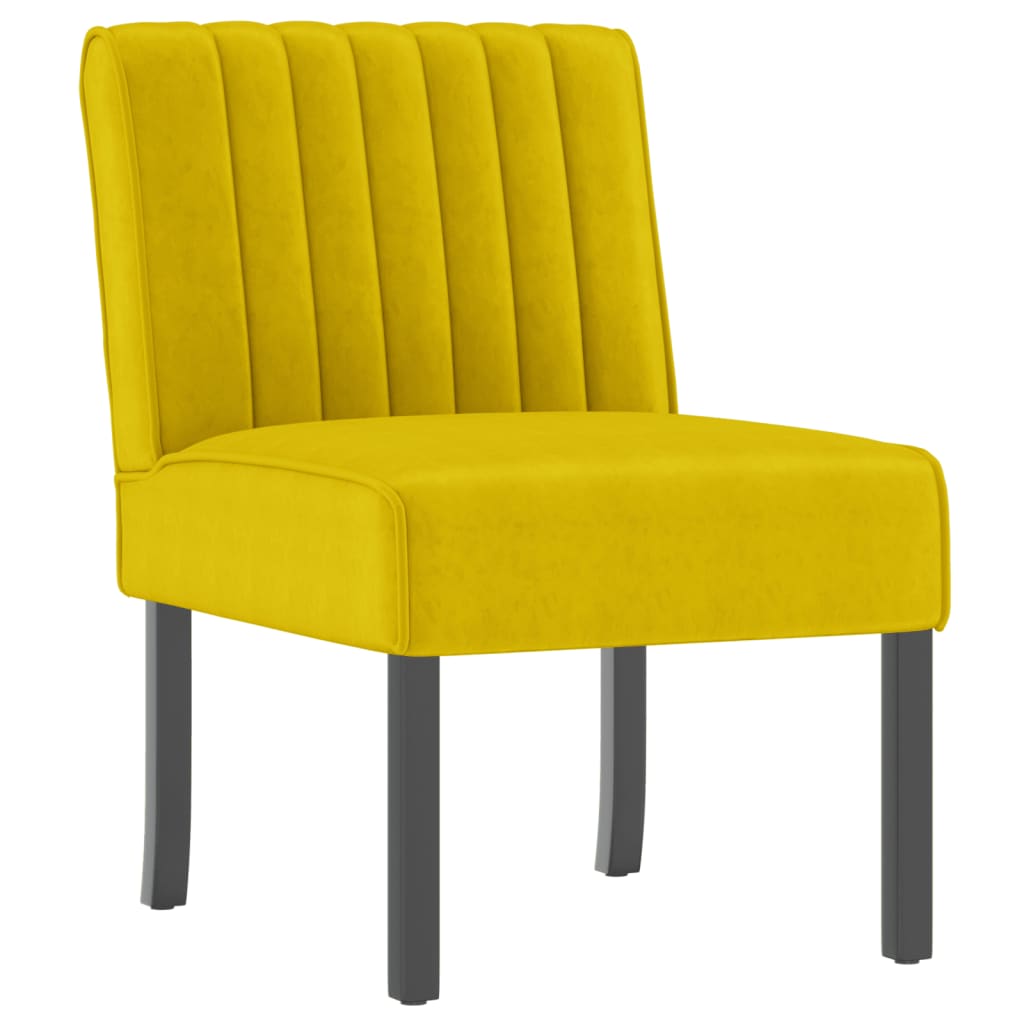 Fauteuil sans accoudoirs jaune velours - XIOS